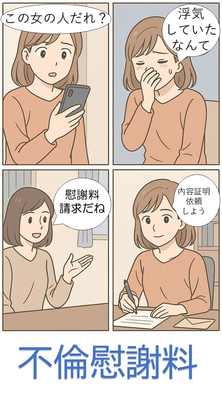 不倫の慰謝料請求4コマ漫画